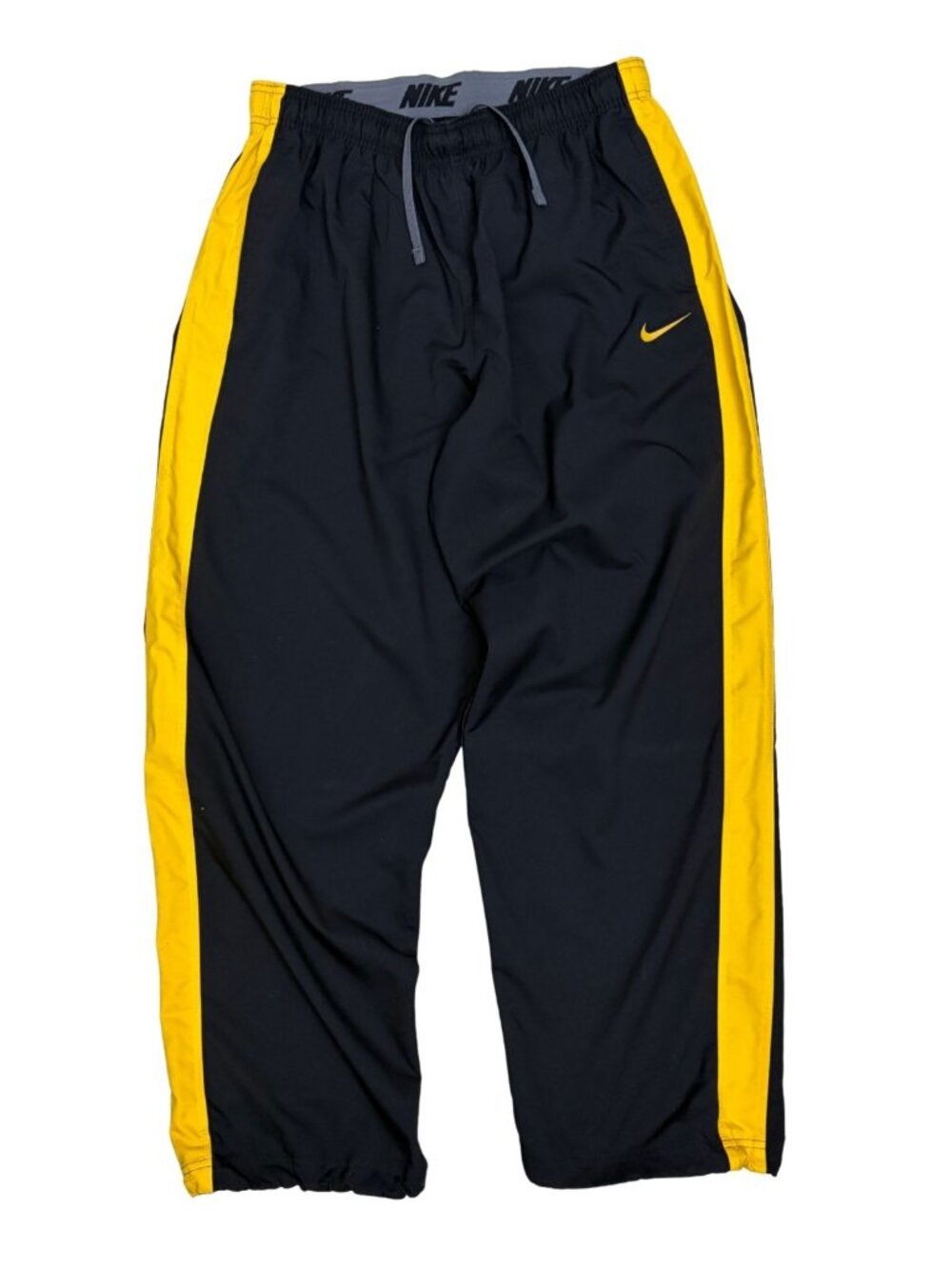 Nike Dri-Fit Activewear Pants Black Yellow Gym Workout Track Pants Mens Large